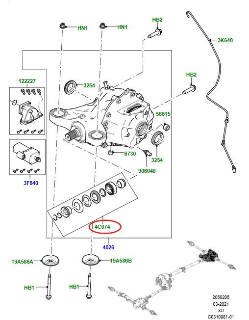LR158115 – Rear differential repair kit
