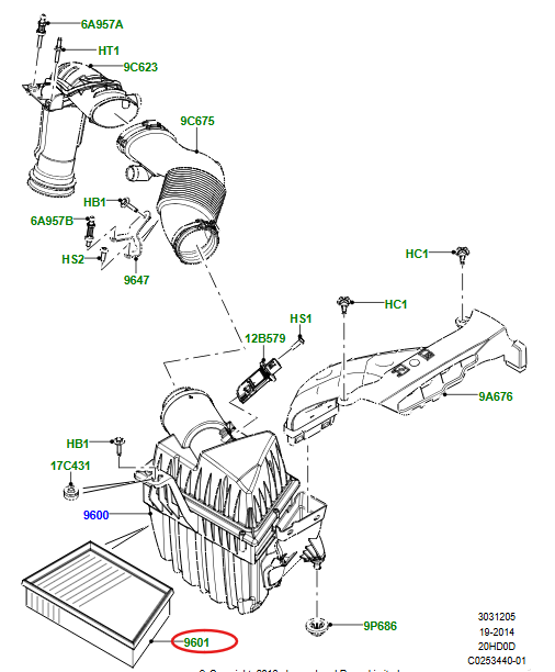 LR029078 – AIR FILTER – 2.2 DIESEL / 2.0 PETROL